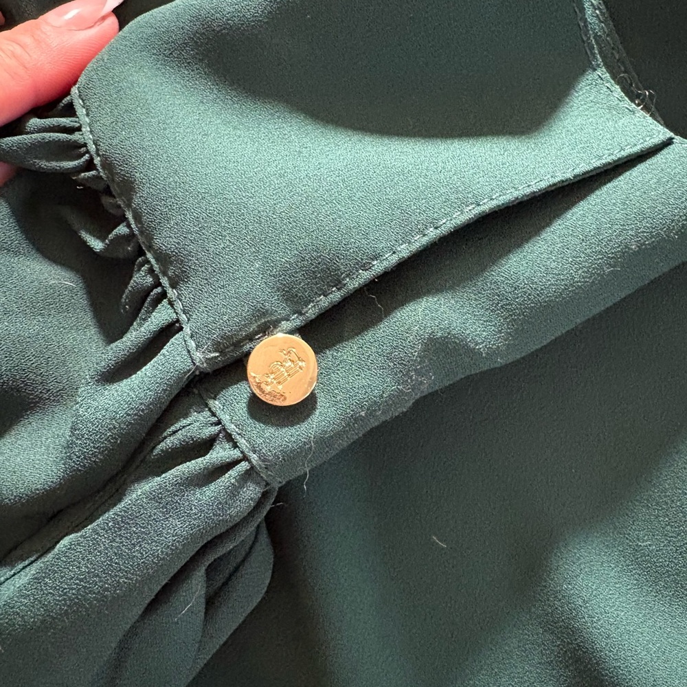 Lauren Ralph Lauren elegant green bow blouse - Picture 3 of 4